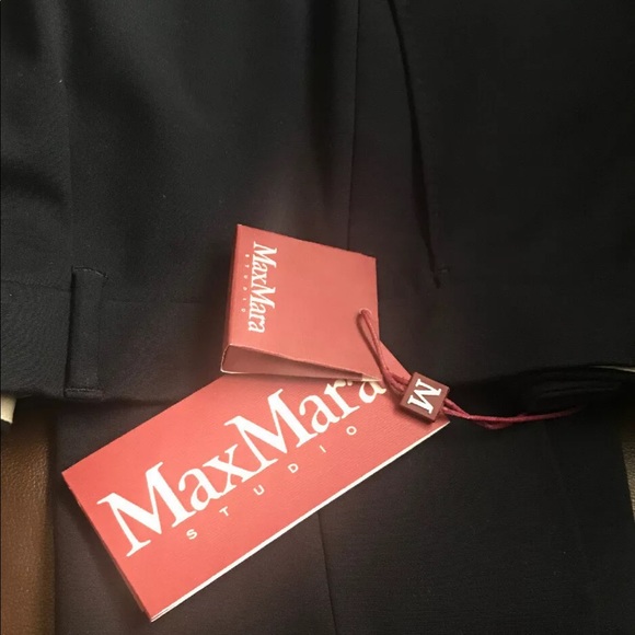 MaxMara Studio Pants Knitted Navy Sz 12 Tapered - Picture 5 of 8